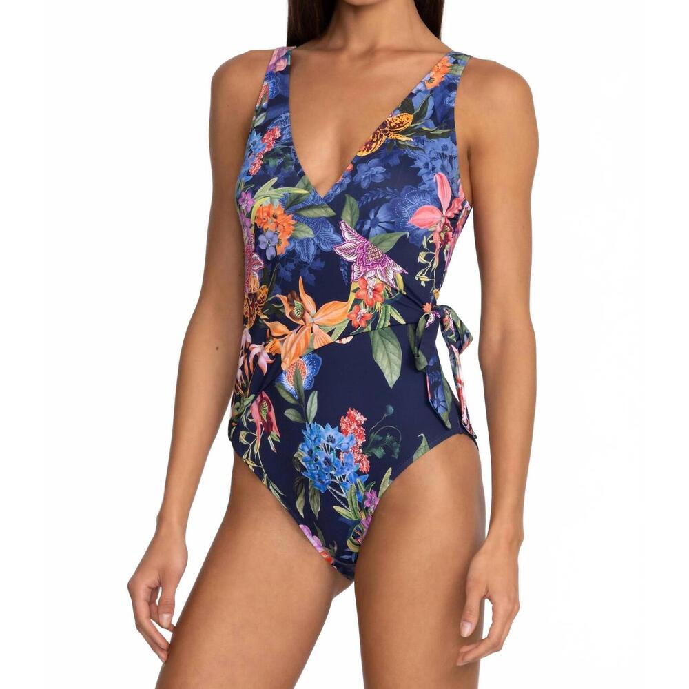 NEW JOHNNY WAS wrap one piece swimsuit in neon jungle